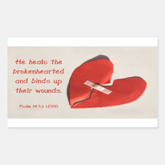 Healer of Broken Hearts Psalm 147:3 Scripture Art Rectangular Sticker