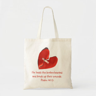 Healer of Broken Hearts Psalm 147:3 Scripture Art Tote Bag