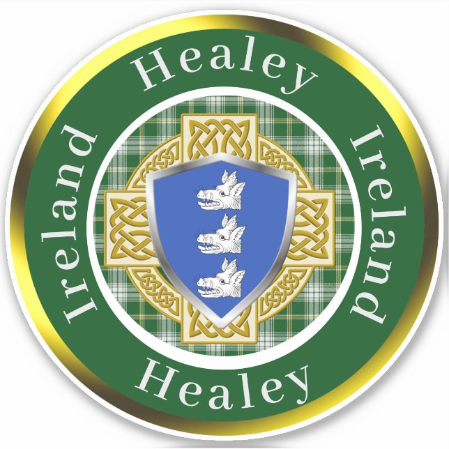 Healey Shield & Celtic Cross Personalized Sticker (Front)