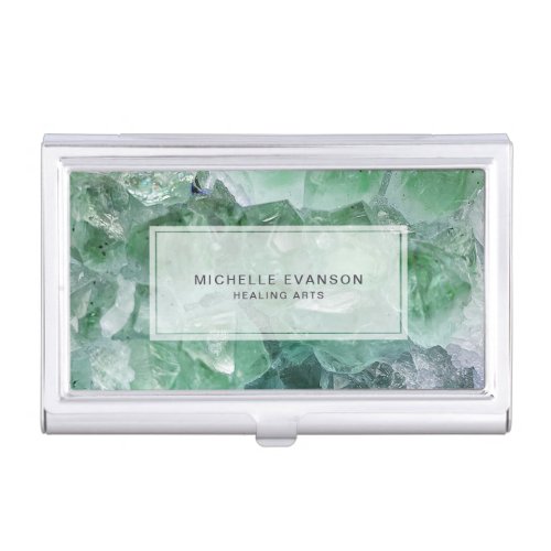 Healing Arts Emerald Green Crystal Gemstone Business Card Case