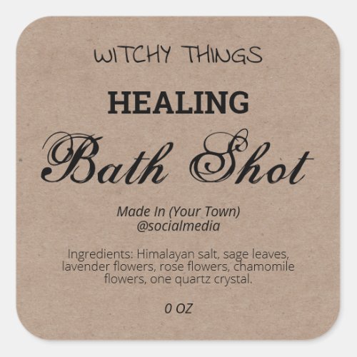 Healing Bath Shot Witchcraft Product Labels