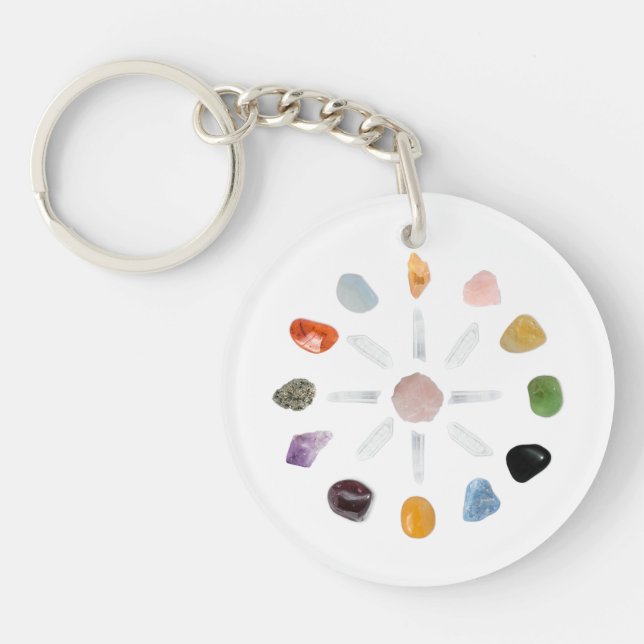 *~* Healing Chakra Crystal Grid Energy Keychain (Front)