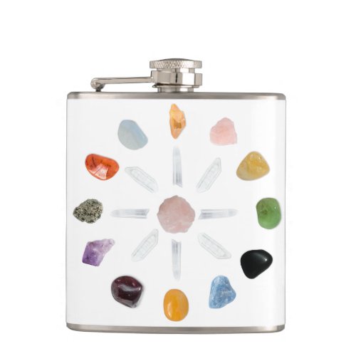  Healing Chakra Stones Crystal Grid Energy Flask