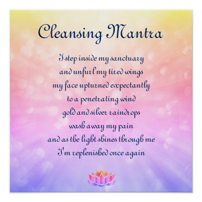 Healing, Cleansing Mantra Poem Art design Poster (Front)