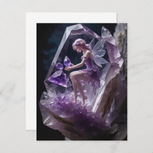 Healing Crystals Amethyst Fairy Birthday Card