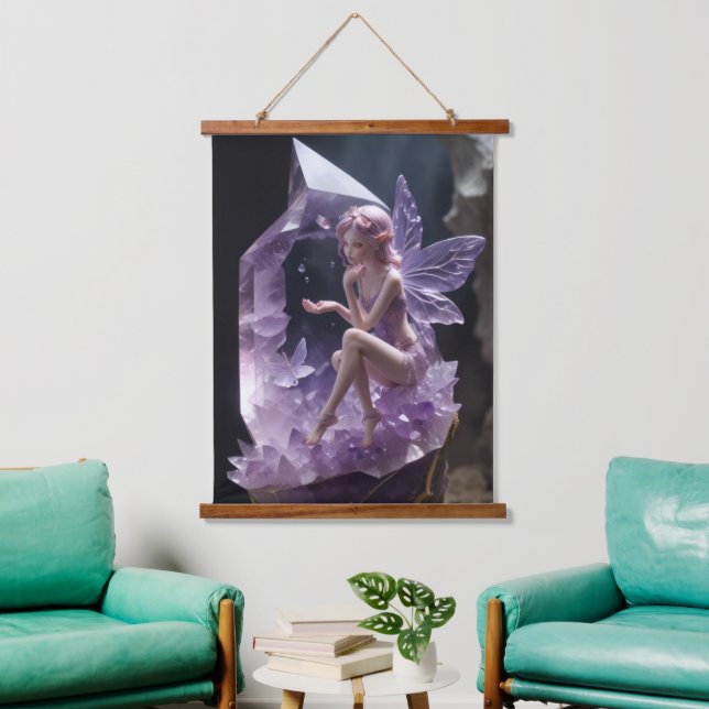 Healing Crystals Amethyst Fairy Wall Art (Living Room)
