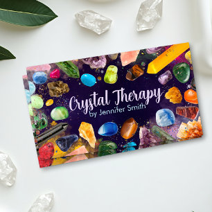 Healing Crystals and Gemstones and color splash Business Card