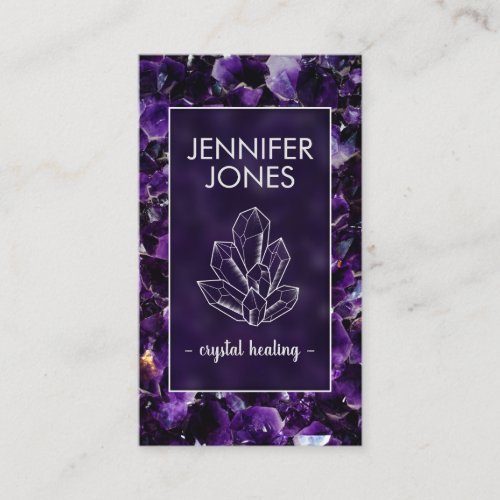 Healing Crystals Cluster on Amethyst Business Card