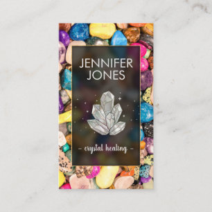 Healing Crystals Cluster on Colorful Gemstones Business Card