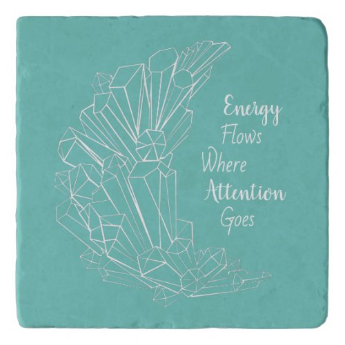 Healing crystals turquoise energy flows quote trivet