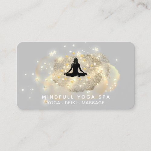  Healing Energy  Gold Woman Yoga Lotus  Busines Business Card