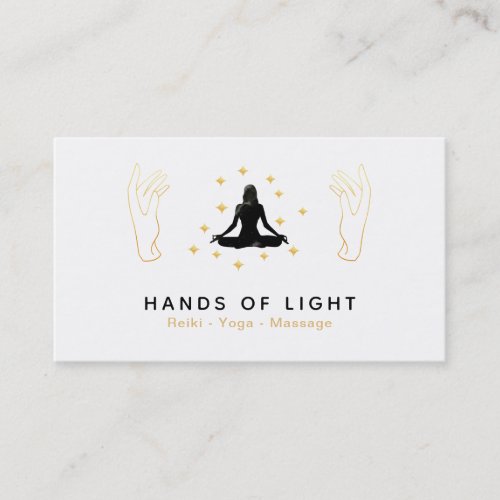  Healing Energy Hands Woman Lotus Pose Business Card