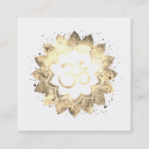   Healing Energy Mandala Lotus  Aum Om Symbol Square Business Card