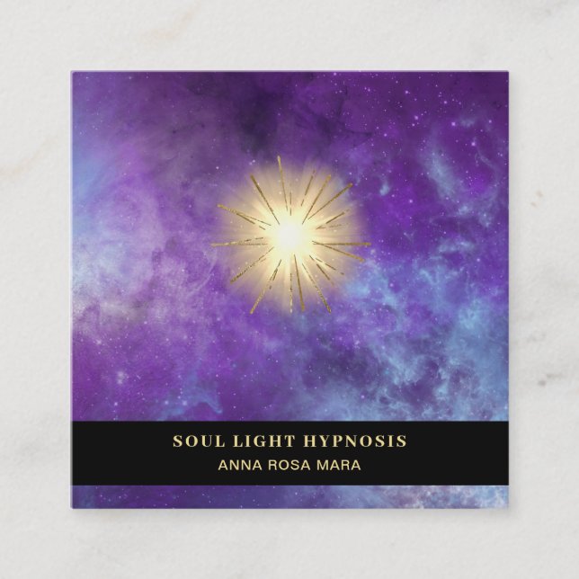 *~* Healing Energy Sun Burst Universe Cosmic Stars Square Business Card (Front)