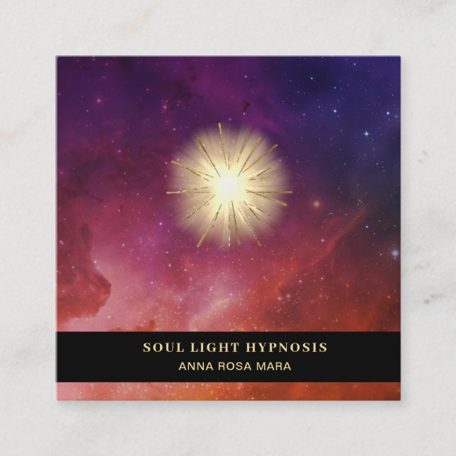 *~* Healing Energy Sun Burst Universe Stars Cosmic Square Business Card (Front)