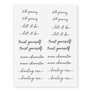 Healing Era Minimal Mindset Quote Temporary Tattoos