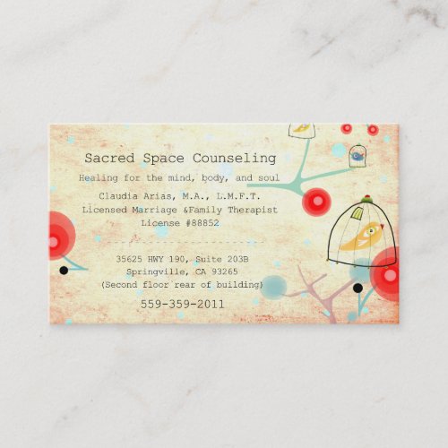 Healing for the mind body and soul appointment card