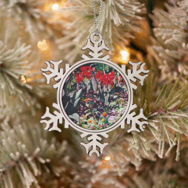 Healing Garden Snowflake Pewter Christmas Ornament (Tree)