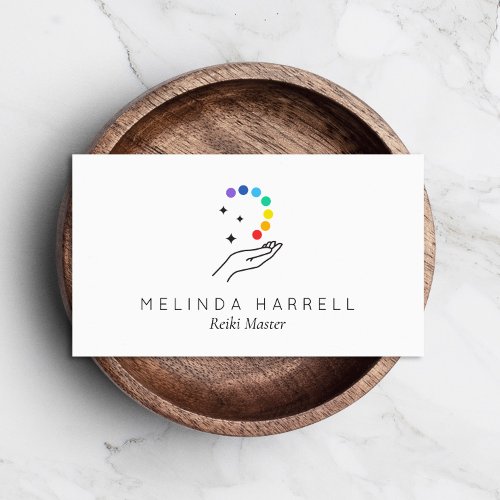 Healing Hand Logo Reiki Healer Wellness Business Card