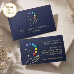 Healing Hand Logo Reiki, Massage Therapy Gold Foil Business Cards