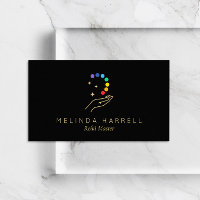 Healing Hand Logo Reiki, Massage, Wellness Black Business Card