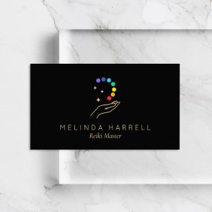 Healing Hand Logo Reiki, Massage, Wellness Black Business Card