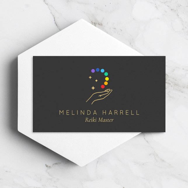Healing Hand Logo Reiki, Massage, Wellness Gray Business Card (Creator Uploaded)