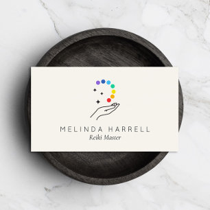 Healing Hand Logo Reiki, Massage, Wellness Ivory Business Card