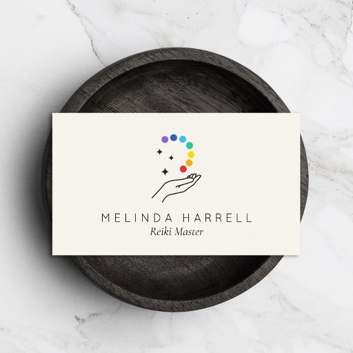 Customizable Healing Hand Logo Reiki, Massage, Wellness Ivory Business Card