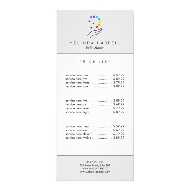 Healing Hand Logo Reiki, Massage, Wellness Lt Gray Rack Card (Front)
