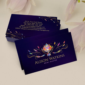 Healing Hands And Lotus Colorful Energy Flow Business Card by WorkingArt at Zazzle