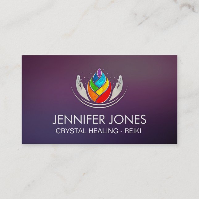 Healing Hands - Chakras - Lotus Petal Business Car Card (Front)