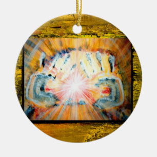 Healing Hands & Cross of Protection Ceramic Ornament