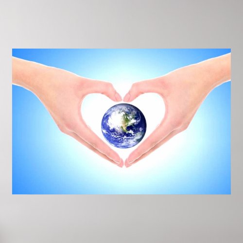 Healing hands embracing earth by healing love poster