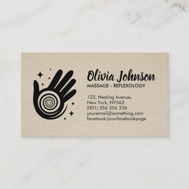 Healing Hands Energy Spiral Appointment Business Card (Front)