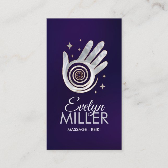 Healing Hands Energy Spiral - Pearl and gold Business Card (Front)