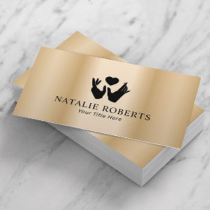 Healing Hands & Heart Massage Therapy Modern Gold Business Card