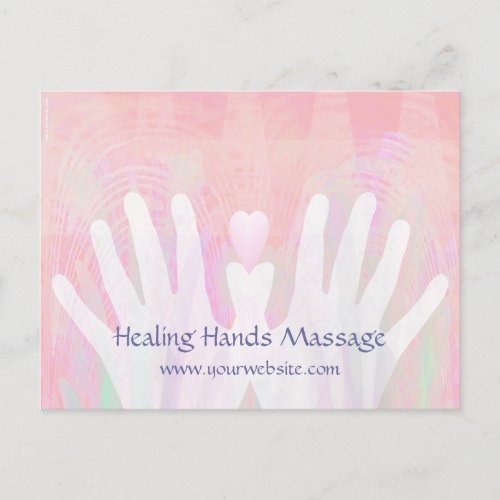 Healing Hands Massage Light Pink Business Card