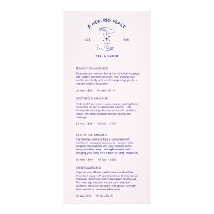 Healing Hands Massage Spa Price List Menu