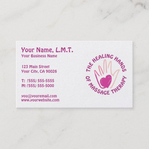 Customizable Healing Hands Massage Therapy Business Cards
