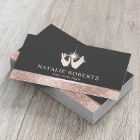 Healing Hands Massage Therapy Rose Gold Border #2 Business Card