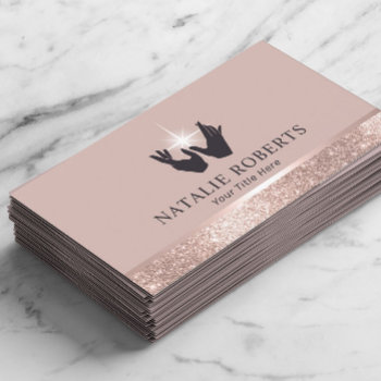 Healing Hands Massage Therapy Rose Gold Border Business Card by cardfactory at Zazzle