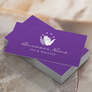 Healing Hands Massage Therapy Wellness SPA Purple Business Card