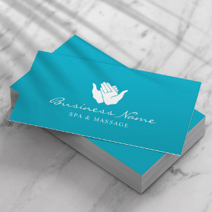 Healing Hands Massage Therapy Wellness SPA Teal Business Card