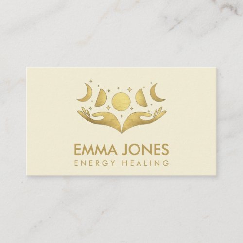 Healing hands _ Moons _ Pastel gold Business Card