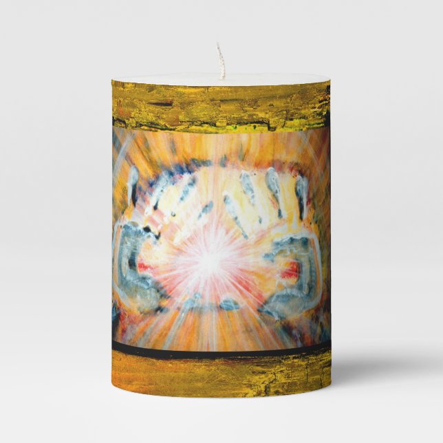Healing Hands Pillar Candle (Front)