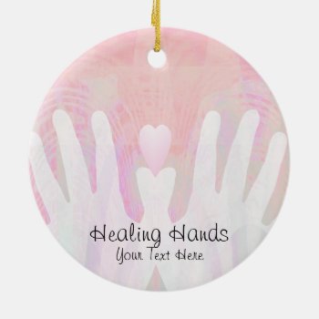 Healing Hands Pink Ceramic Ornament by profilesincolor at Zazzle