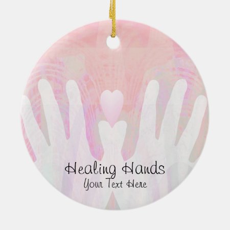 Healing Hands Pink Ceramic Ornament