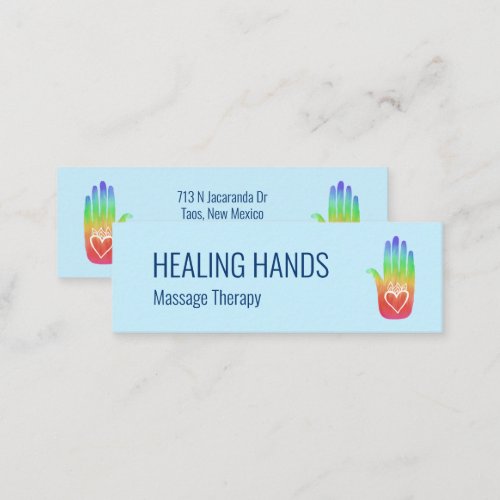 Healing Hands Rainbow Colorful Hamsa Hearts  Mini Business Card