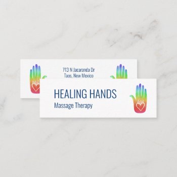 Healing Hands Rainbow Colorful Hamsa Hearts Mini Business Card by ShoshannahScribbles at Zazzle